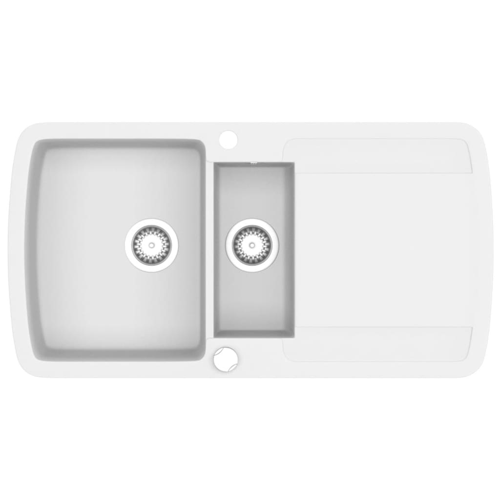 fehér, kétmedencés gránit mosogatótálca (144855)