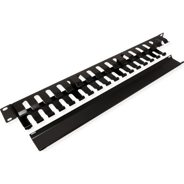 Káblový prepojovací panel Value 19" kovový 1U priechodný čierny