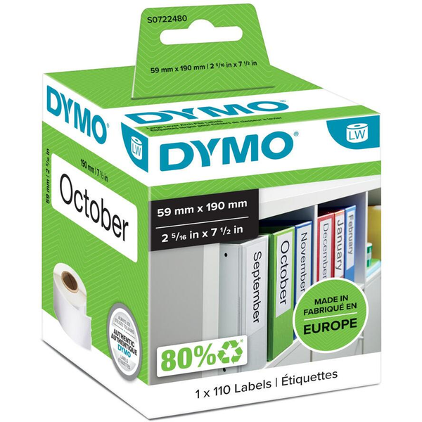 DYMO LW - Large Lever Arch File Labels - 59 x 190 mm - S0722480 Bianco Etichetta per stampante autoadesiva