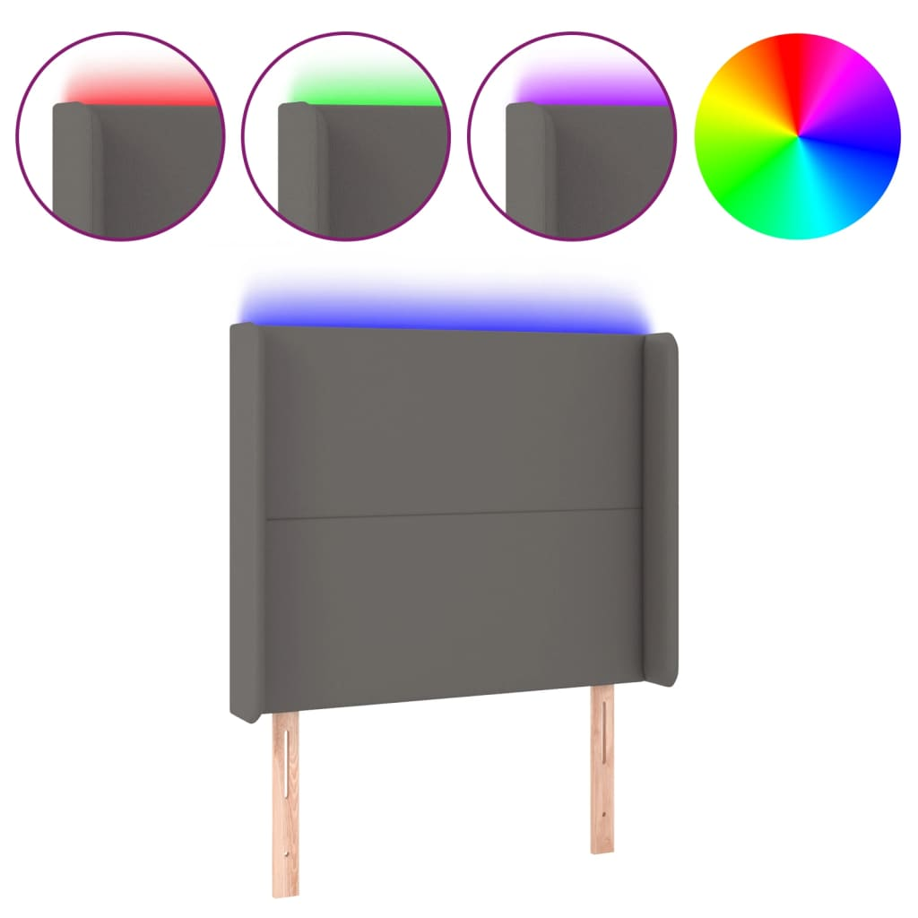 szürke műbőr LED-es fejtámla 83x16x118/128 cm (3123844)