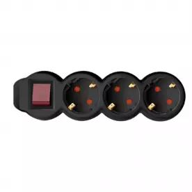 Somogyi kapcsolós hálózati elosztó 3 aljzat 3m fekete (NV 3K-3/BK/1,5) (NV 3K-3/BK/1,5)