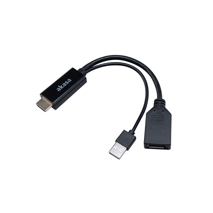 Akasa HDMI apa - DisplayPort anya + USB-A anya Adapter (AK-CBHD24-25BK)
