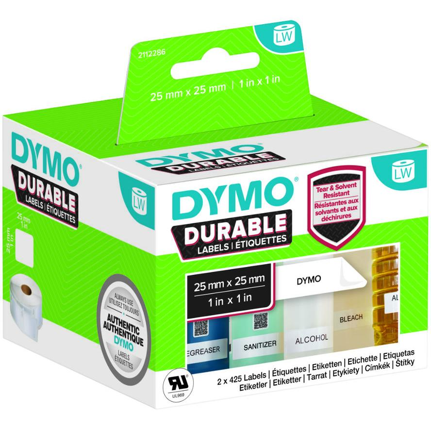 DYMO LW-Kunststoff-Etiketten 25x25mm 2x 850St weiß permanent (2112286) (2112286)