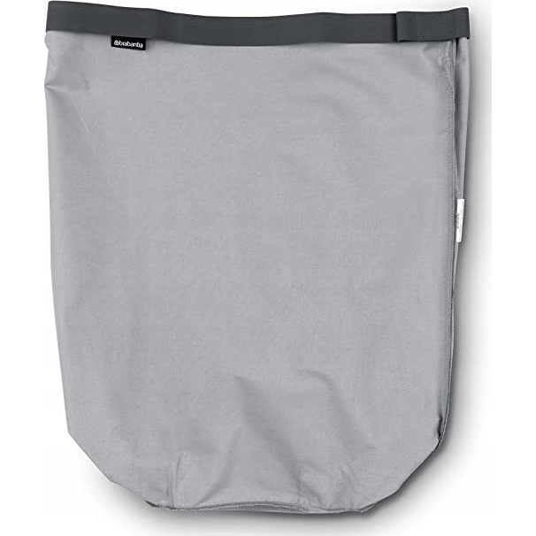 Brabantia Laundry Bin Bag tépőzáras szennyesgyűjtő csere zsák, henger formájú 60L kapacitású Laundry Bin szennyestartókhoz, mosógépben mosható, szürke - 102363 (102363)