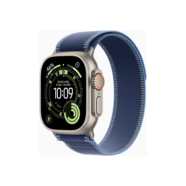 Apple Watch Ultra 3 GPS + Cellular 49mm Natural Titanium Case with Blue/Bright Blue Trail Loop - S/M