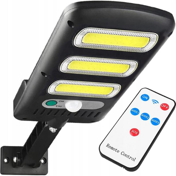 Kinkiet LTC Lampa solarna LTC 3 x LED COB 24 W, 1800 lm, czujnik ruchu i zmierzchu, akumulator 1800 mAh, pilot.