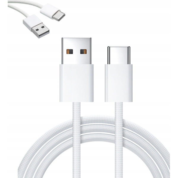 Zenwire ZC-17 USB-A na USB-C pleteni polnilni in podatkovni kabel 2 m, Quick Charge 3.0, bel