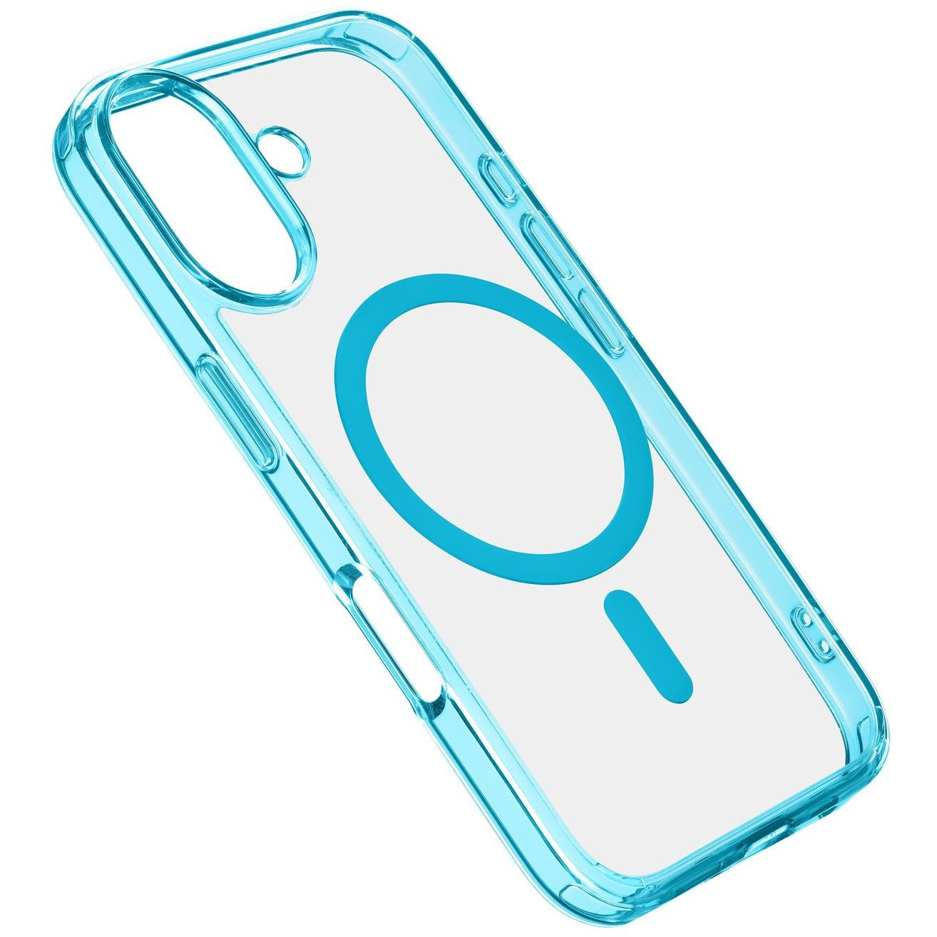 Cellularline ikonikus hátlap Magsafe támogatással Apple iphone 16 készülékhez, átlátszó/világoskék (ICONICMAGIPH16G)