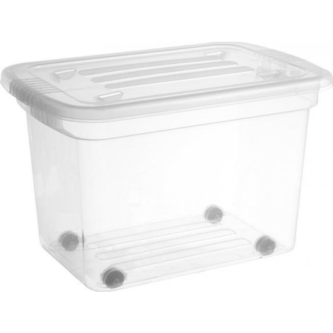Iris Home Box Műanyag Tárolódoboz zárható tetővel kerekekkel 52L - Átlátszó (POJ HBP 52)