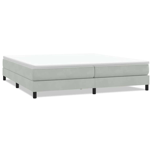 világosszürke bársony rugós ágy matrac nélkül 200x210 cm