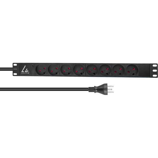 Lanview LVR-2MDK-LIC-DK8 unità di distribuzione dell'energia (PDU) 8 presa(e) AC 1U Nero