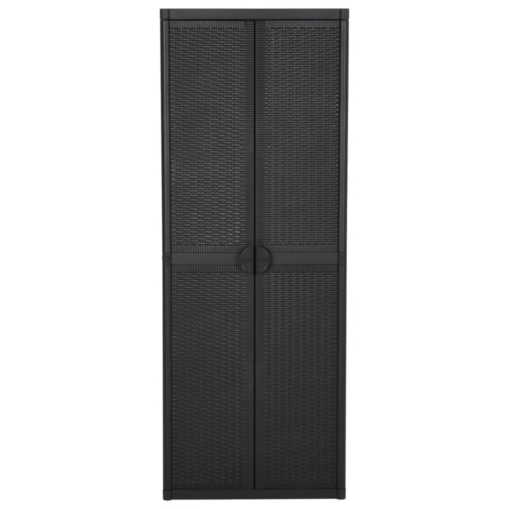 fekete PP rattan kerti tárolószekrény 65 x 45 x 172 cm (151237)