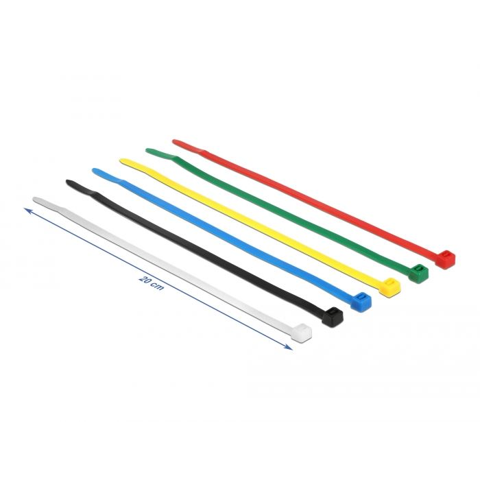 Delock színes kábelkötegelő hossza: 200mm, szélesség: 3,6mm, 100db (18626) (delock18626)
