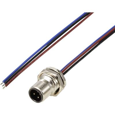 TRU COMPONENTS TC-12833060 Érzékelő/működtető beépíthető dugó M12 Pólusszám: 3 Dugó, beépíthető 0.5 m 1 db (TC-12833060)