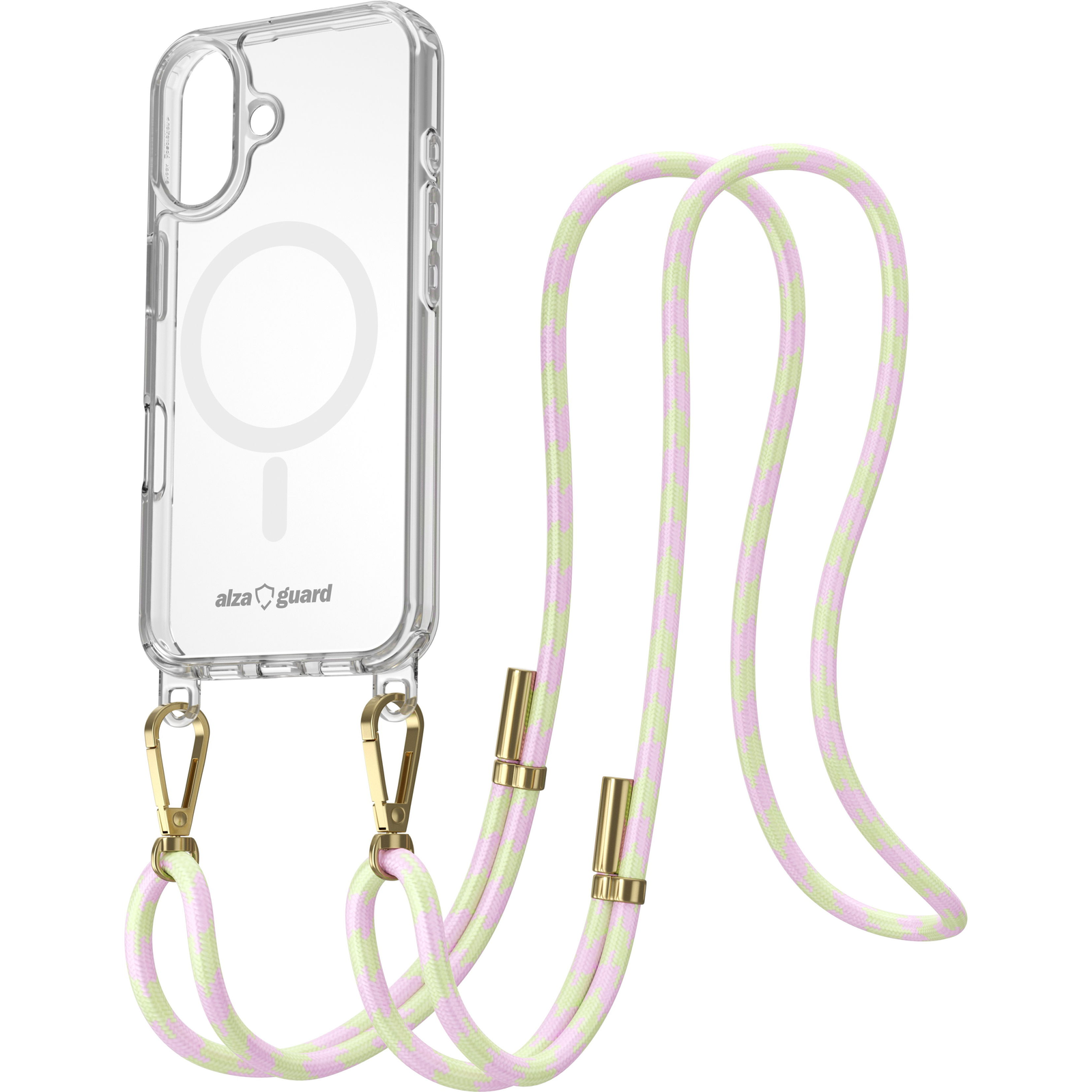 AlzaGuard Luxe Detach Lanyard iPhone 16 MagSafe tok + rózsaszín-sárga zsinór (AGD-PCF000019PY)