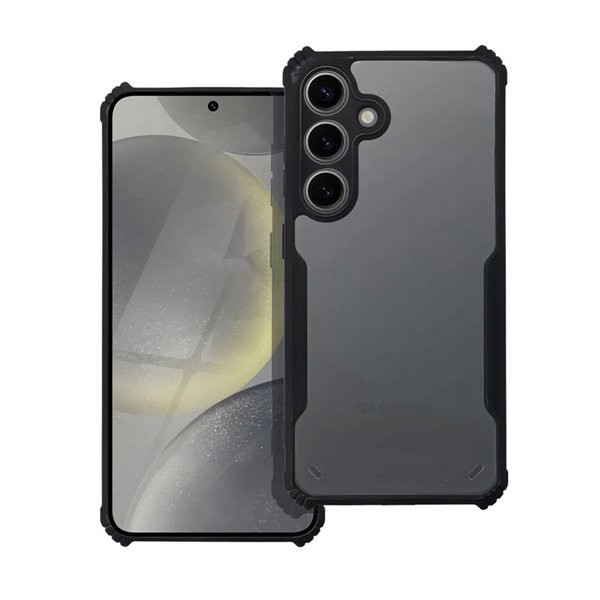 Samsung Galaxy S23 FE SM-S711, Szilikon tok, közepesen ütésálló, légpárnás sarok, akril hátlap, Anti-Drop Case, átlátszó/fekete (5903396268670)