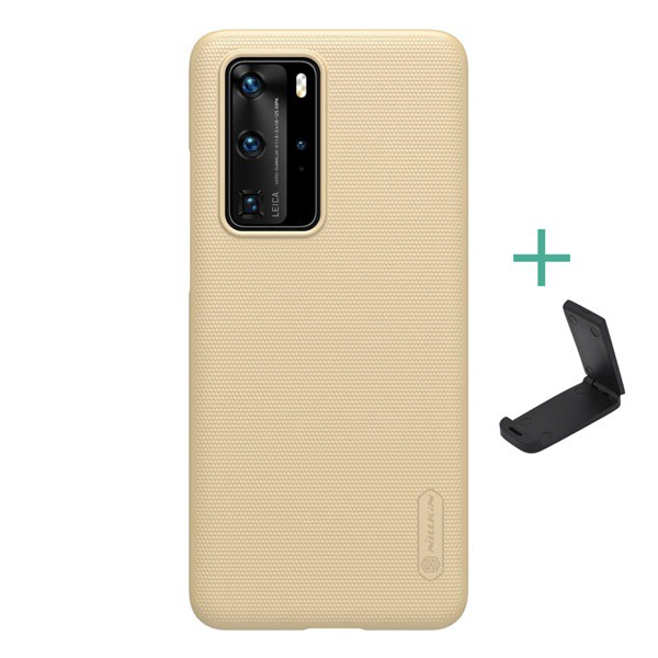 NILLKIN SUPER FROSTED műanyag telefonvédő (gumírozott, érdes felület + asztali tartó) ARANY [Huawei P40 Pro 5G]