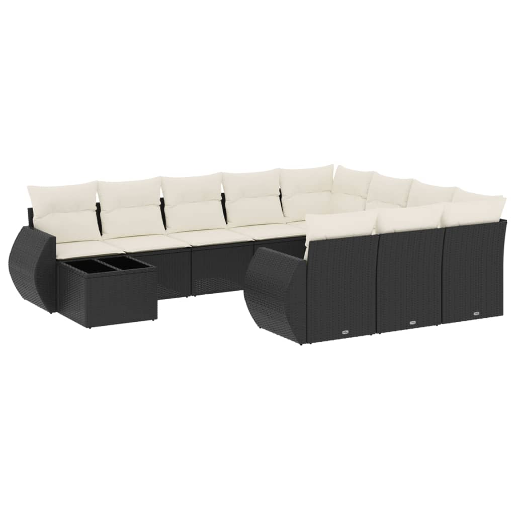 11 részes fekete polyrattan kerti ülőgarnitúra párnákkal (3221925)