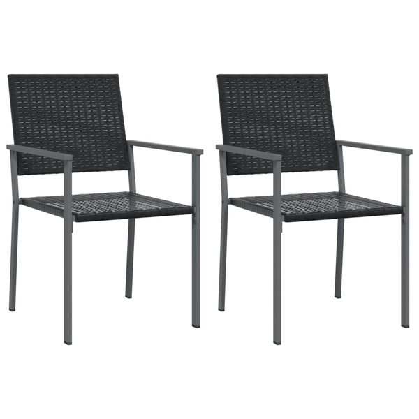 2 db fekete polyrattan kerti szék 54 x 62,5 x 89 cm