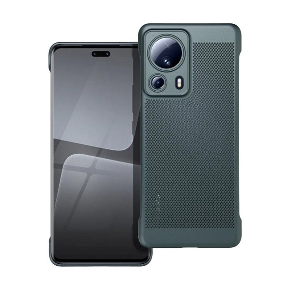 Xiaomi 13 Lite / Civi 2, Műanyag hátlap védőtok, légáteresztő, lyukacsos minta, Breezy, sötétzöld (RS142651)