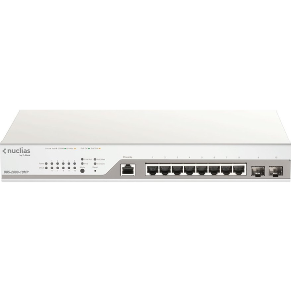 D-Link DBS-2000-10MP/E мрежов суич Управляем L2 Gigabit Ethernet (10/100/1000) Захранване по Ethernet (PoE) Сив