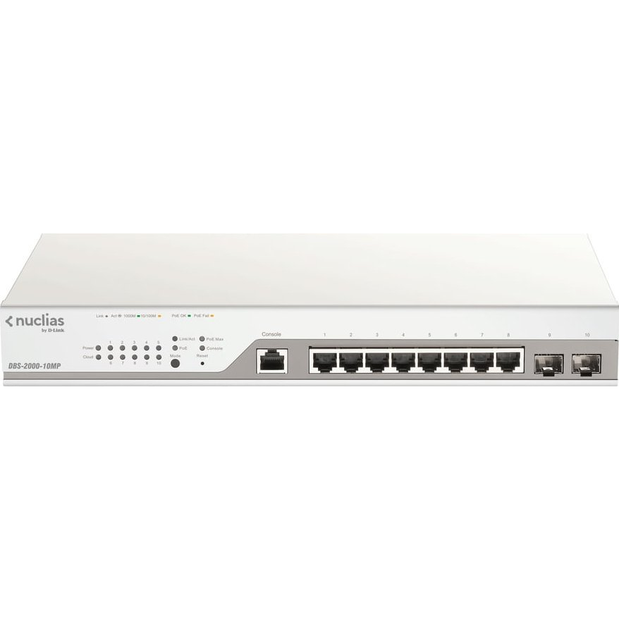 D-Link DBS-2000-10MP/E sieťový prepínač Riadený L2 Gigabit Ethernet (10/100/1000) Podpora napájania cez Ethernet (PoE) Šedá (DBS-2000-10MP/E)