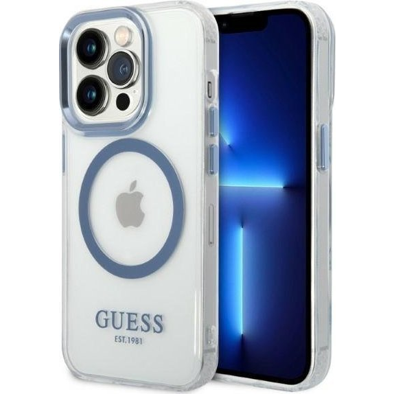 Guess Metal Outline Magsafe Apple iPhone 14 Pro Max hátlap tok, kék (GUE2325)