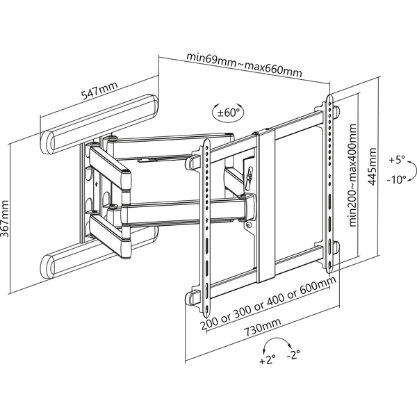 InLine 23118B sistem montare TV 94 cm (37") Negru