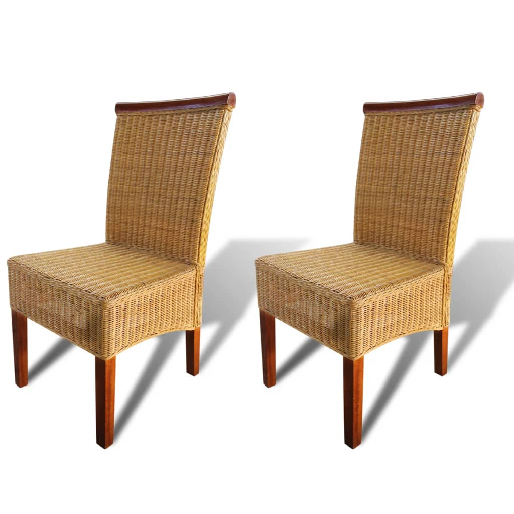 2 db barna természetes rattan étkezőszék (243235)