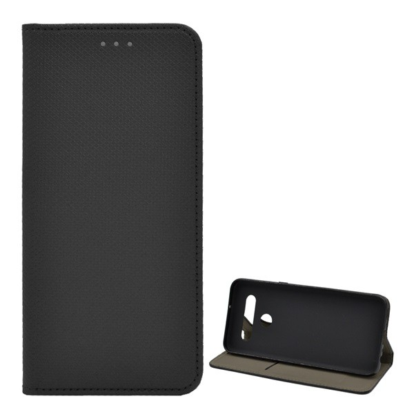 Tok álló, bőr hatású (FLIP, oldalra nyíló, asztali tartó funkció, rombusz minta) FEKETE [LG K41S (K410S)] (5996457959587)