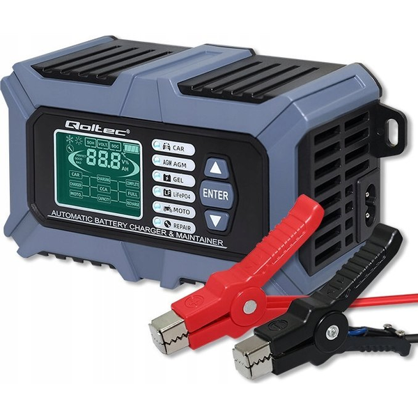 Qoltec Smart Microprocessor Battery Charger With Battery Tester And 12v Repair Function | 6a | Lcd | Battery Charger For Agm Lif
