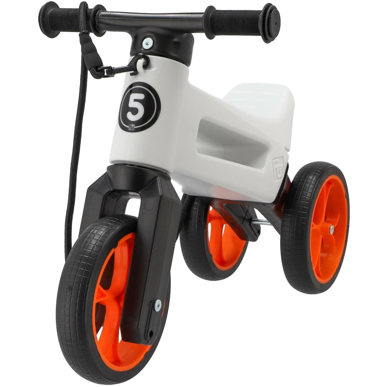 Teddies FUNNY WHEELS Rider SuperSport futóbicikli fehér/narancs 2 az 1-ben + pánt (8595557514473)