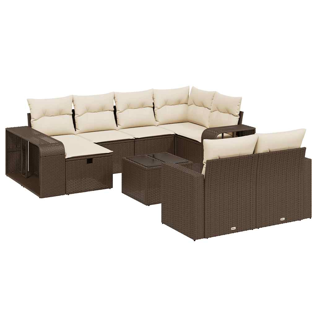11 részes barna polyrattan kerti ülőgarnitúra párnákkal (3266253)