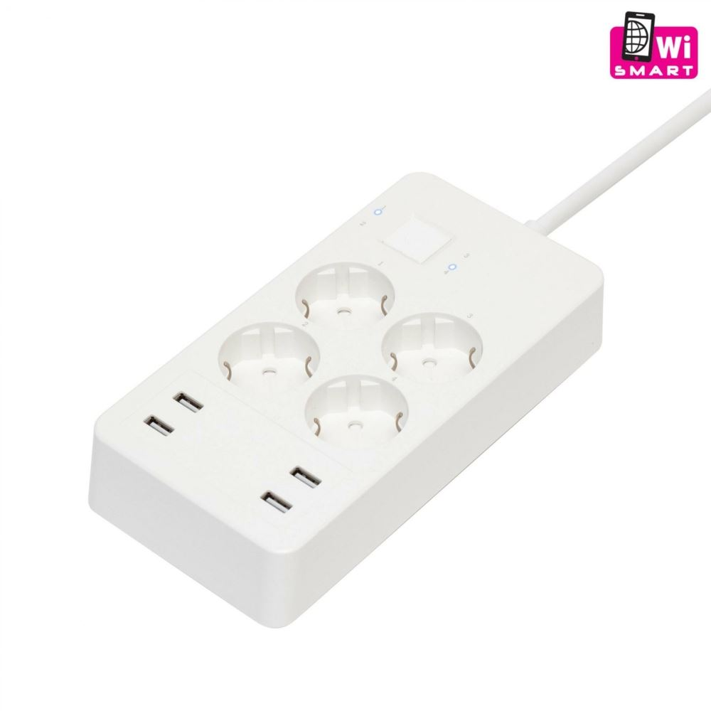 Somogyi Smart WiFi hálózati elosztó 4 aljzat + 4 USB 1.5m fehér (NV 4 WIFI) (NV 4 WIFI)