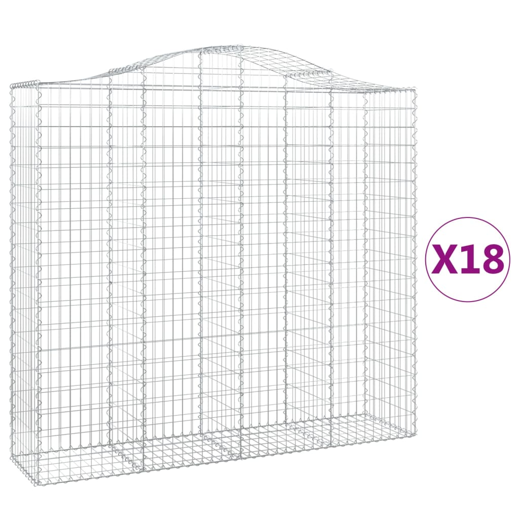18 db íves horganyzott vas gabion kosár 200x50x180/200 cm (3145738)