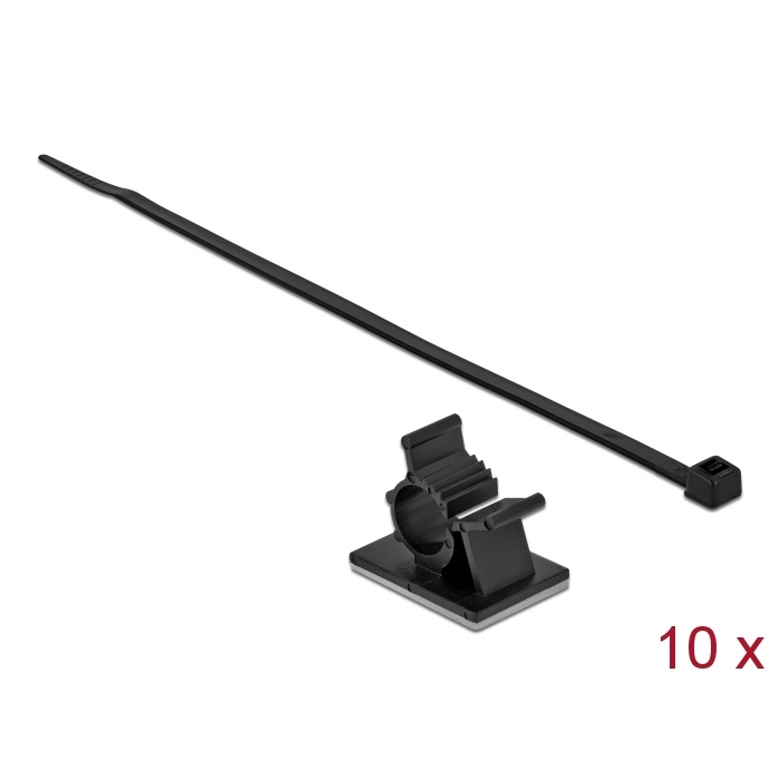 Delock Fekete, 37 x 18 mm-es kábelfogó H 300 x Sz 4,8 mm - kábellel (18880) (18880)