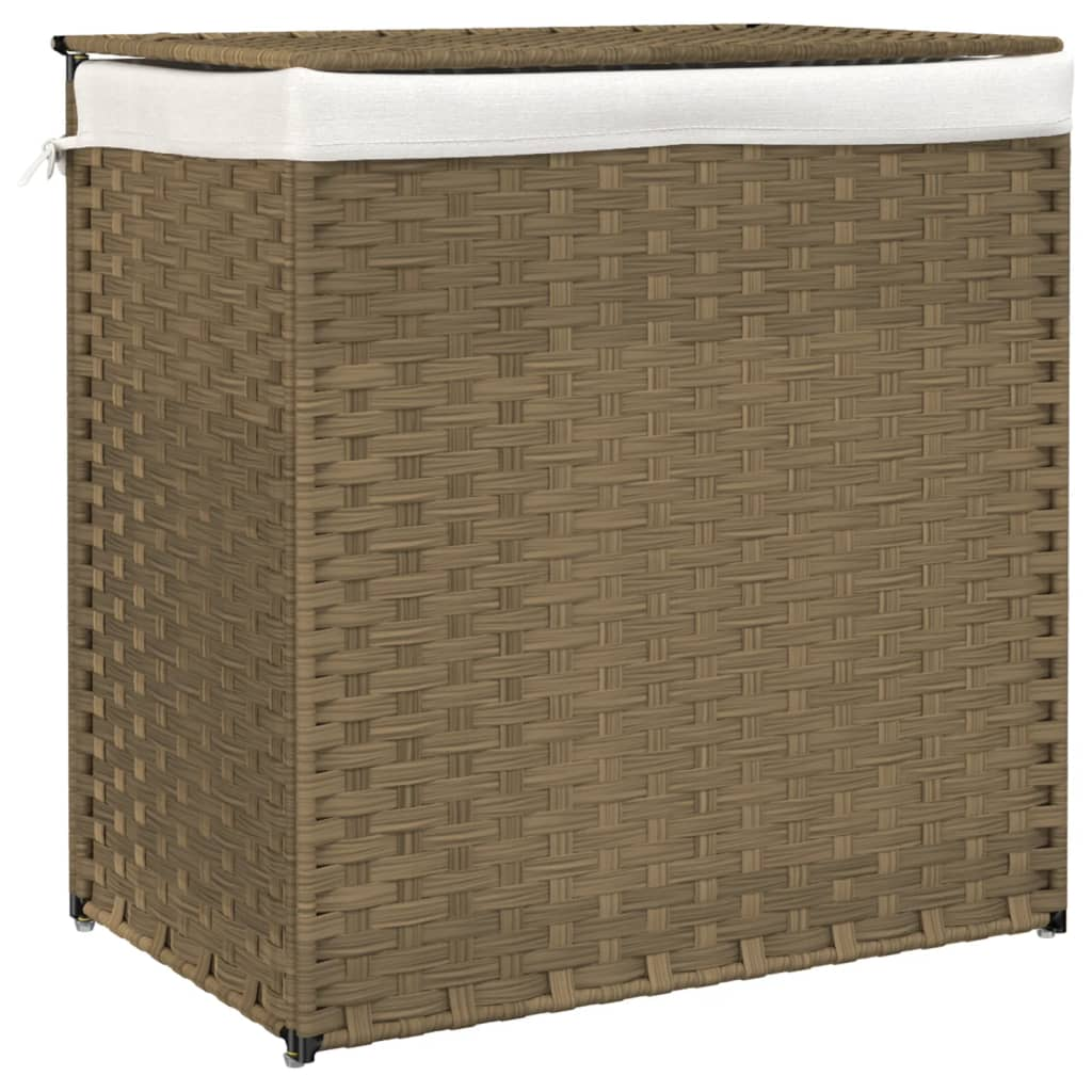 polyrattan szennyeskosár 2 rekesszel 53x33x57 cm (372034)