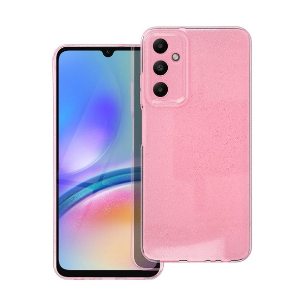 Utángyártott Clear 2mm Samsung Galaxy A05S csillámos tok, rózsaszín
