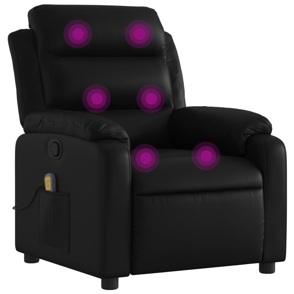 fekete műbőr dönthető masszázsfotel (373493)