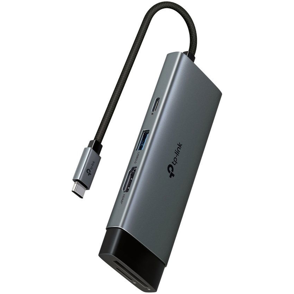 TP-Link UH7021C hub USB Typ-C 5000 Mbit/s Hliník, Čierna