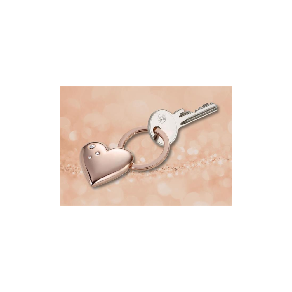 Troika szív alakú Kulcstartó ajándéktárgy Swarovski kristályokkal - Rosegold (KR15-32/RG)