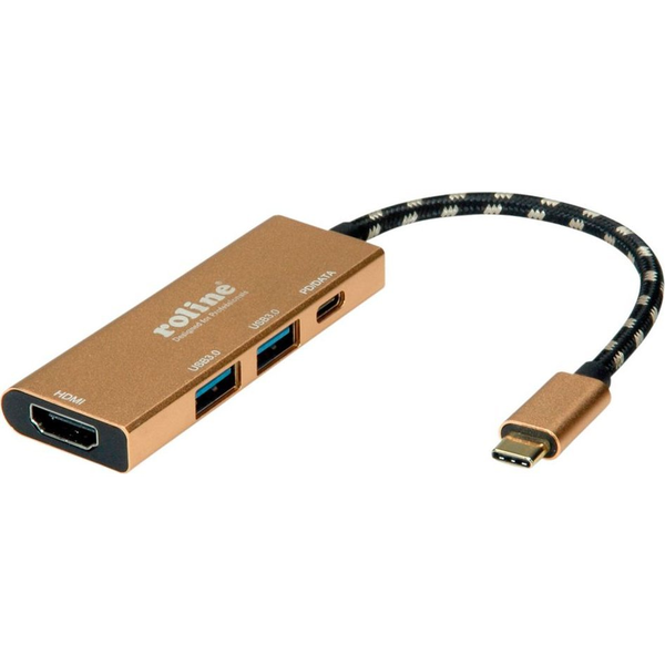 USB Roline Dokkoló USB Type-C - 4K HDMI / 2x USB 3.2 / 1x USB-C - arany
