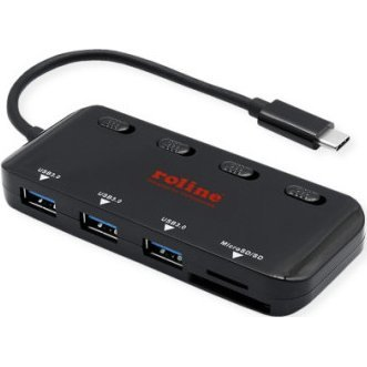 Roline 3 port USB 3.1 gen. 1 hub Fekete