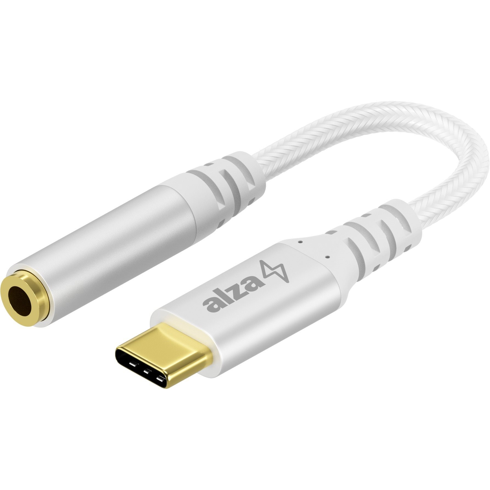 AlzaPower USB-C (M) to 3,5mm Jack (F) 0,1m, ezüst (APW-ADTC3J01S)