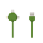 Кабел за данни Allocacoc, USB-C, micro-USB, Lightning, 1.5 м, Зелен