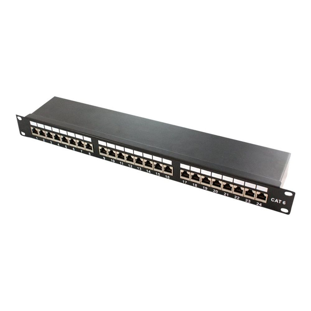 Patchpanel CAT6A 19' 24 portov, STP, čierny (NP0061)
