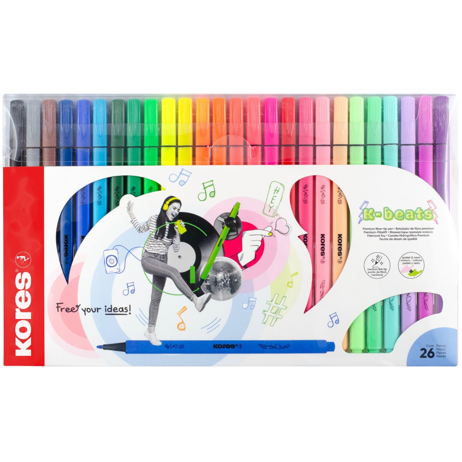 KORES K-Beats, közepes hegy - 26 színből álló készlet (29226)