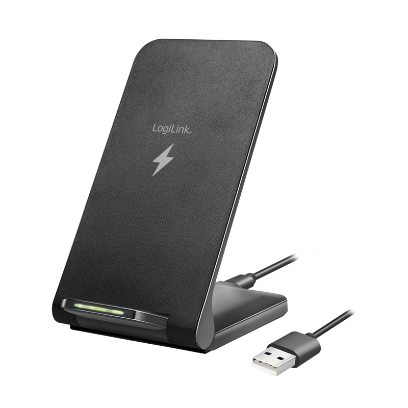 Loiglink Okostelefon állvány vezeték nélküli töltés funkcióval, 2 tekercs, 15 W, fekete (PA0315) (PA0315)