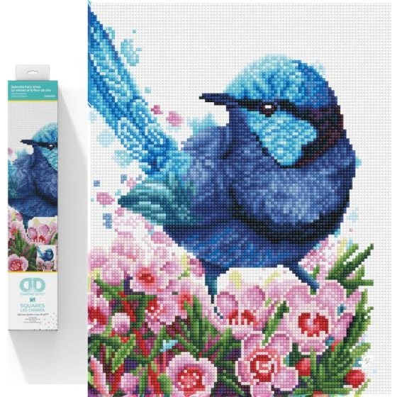 Diamond Embroidery Diamond Dotz Diamond Mosaic Blue Bird In Flowers Splendid Fairy Wren 35x43cm Dq10023