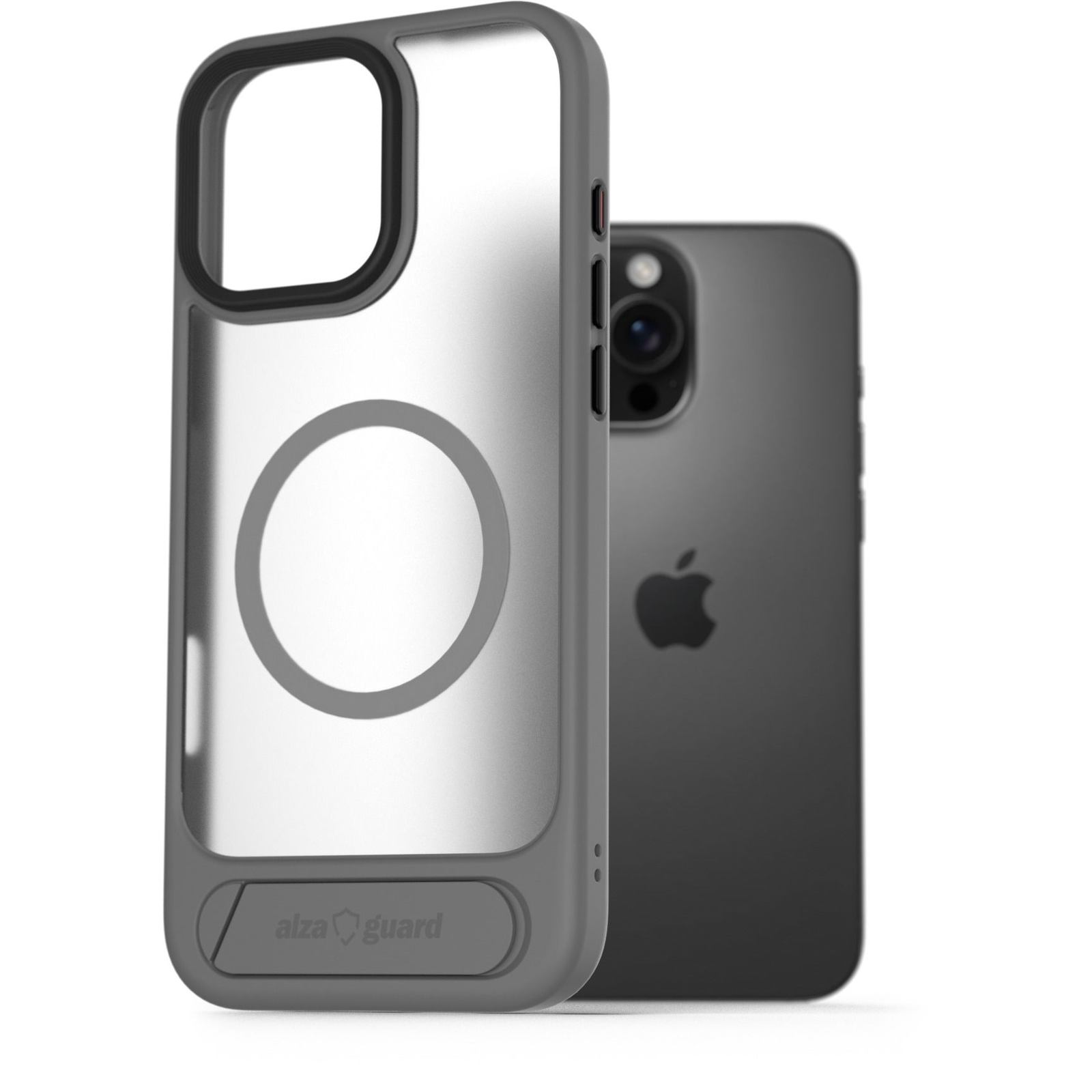 AlzaGuard Matte Case with Stand Compatible with MagSafe for iPhone 16 Pro szürke tok (AGD-PCH000113Y)
